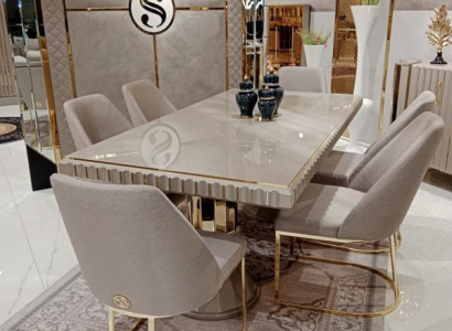 Luxus Tisch Beige Edelstahl Tische Italienisches Design Esstische Esstisch Neu